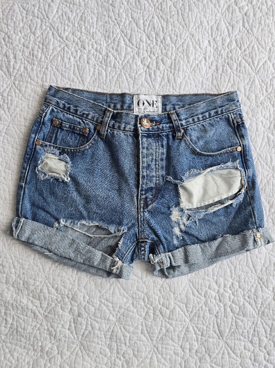 One Teaspoon Pants - One By One Teaspoon Chargers Distressed Mid Rise Shorts